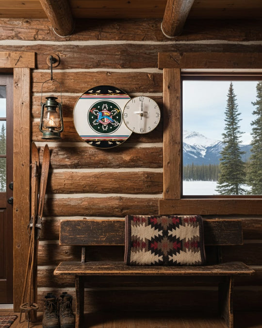 Horloge murale indigène à cheval