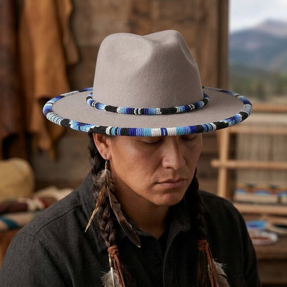 Size-57 Beaded Hat (Grey)