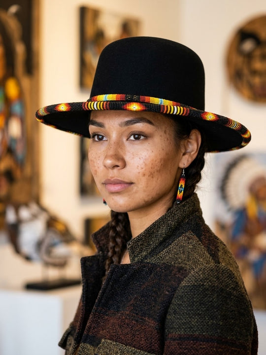 Size-59 Handmade Beaded Hat (Rounded Top)