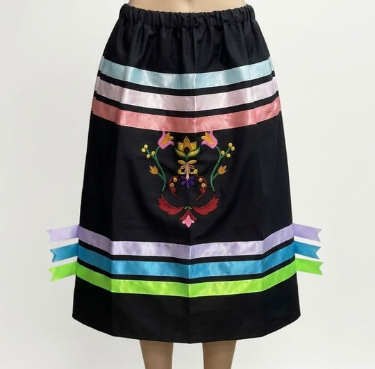 Embroidery Metis Floral Ribbon Skirt