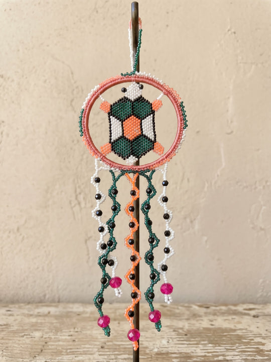 Blue and Pink Beaded Turtle Ornament