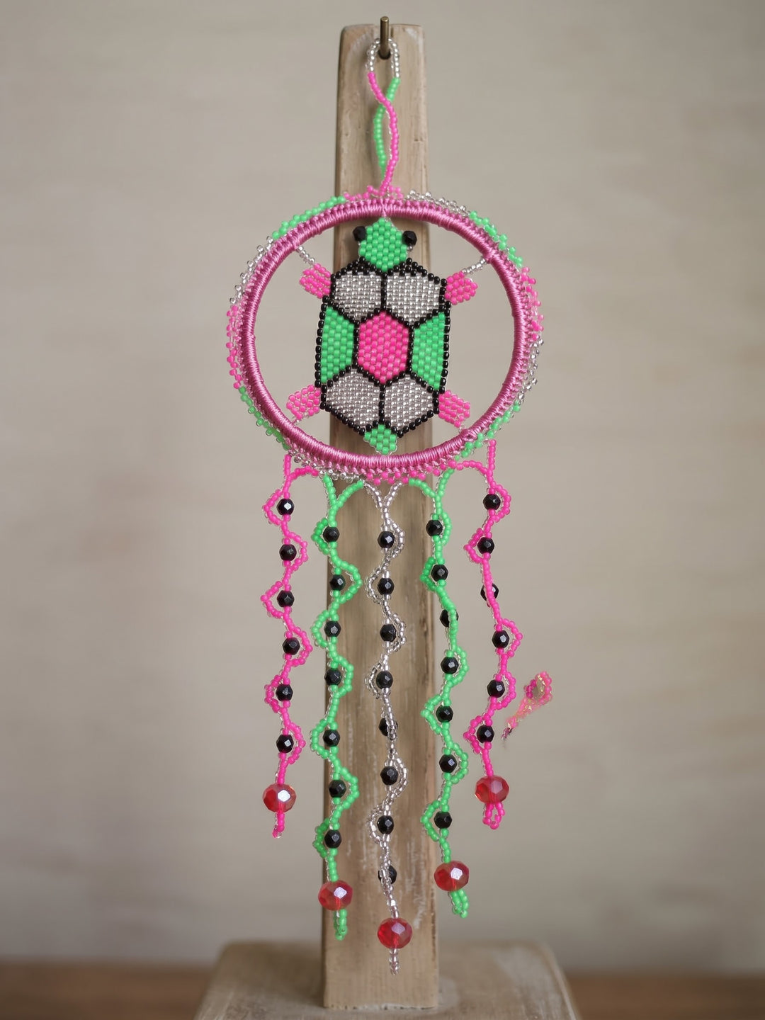 Blue and Pink Beaded Turtle Ornament