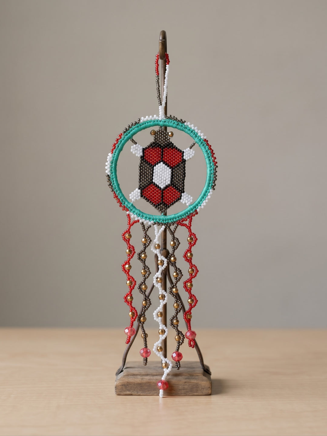 Red /turquoise Beaded Turtle Ornament