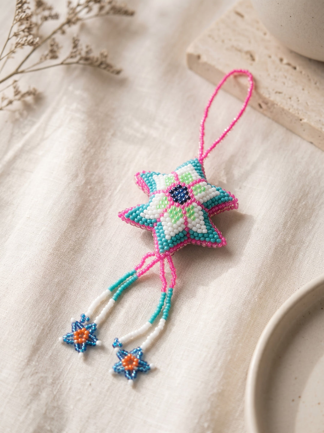 Pink Beaded Moonlit Frost Star