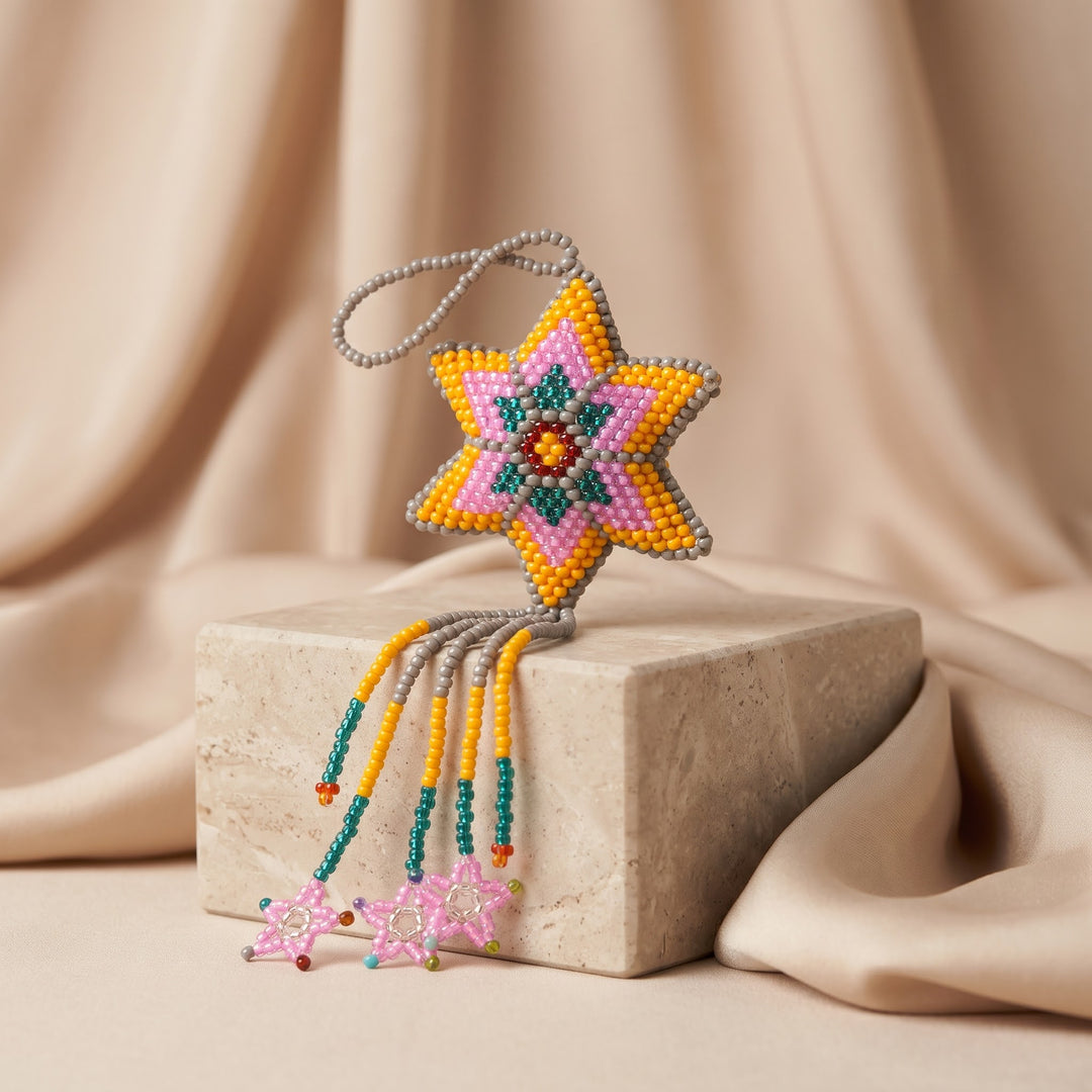 Orange Beaded Glow Star