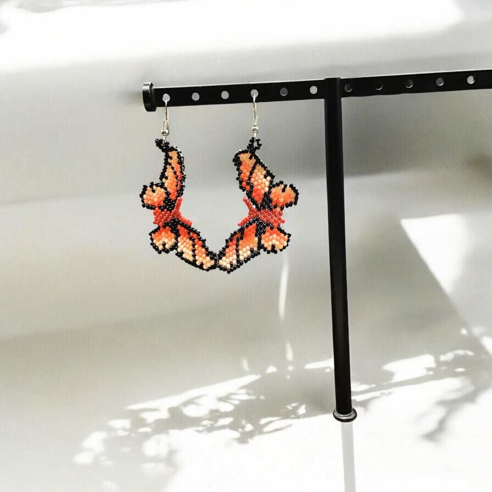Red Butterfly Beaded Earrings