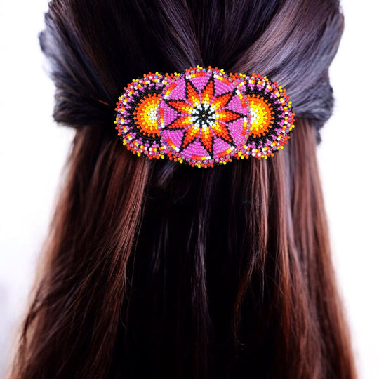 Pink  Native American Beaded Barrettes