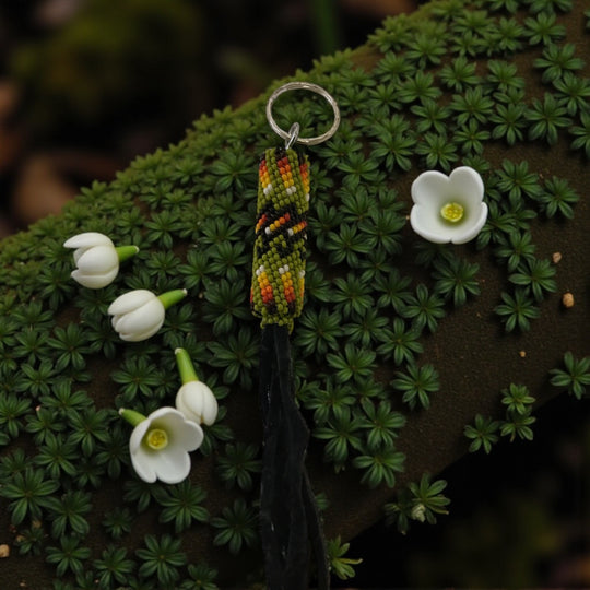 OLDTRIBES™ light green and black Handcrafted Beaded Keychain