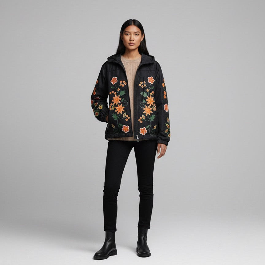 OLDTRIBES™ Black Spring Blossom Windbreaker