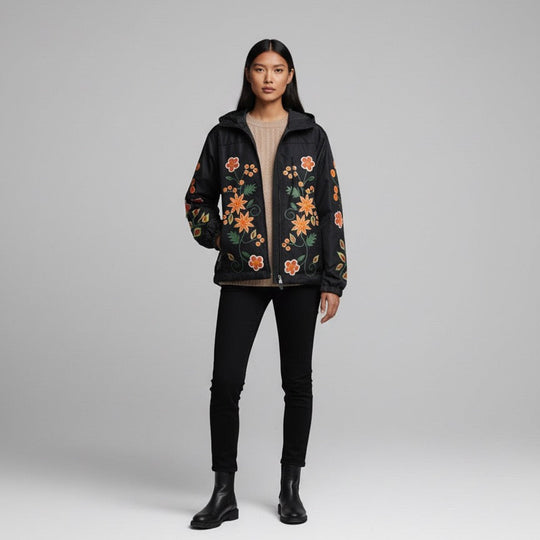 OLDTRIBES™ Black Spring Blossom Windbreaker