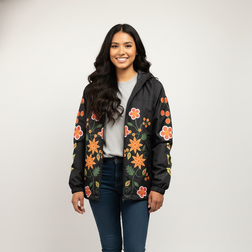 OLDTRIBES™ Black Spring Blossom Windbreaker