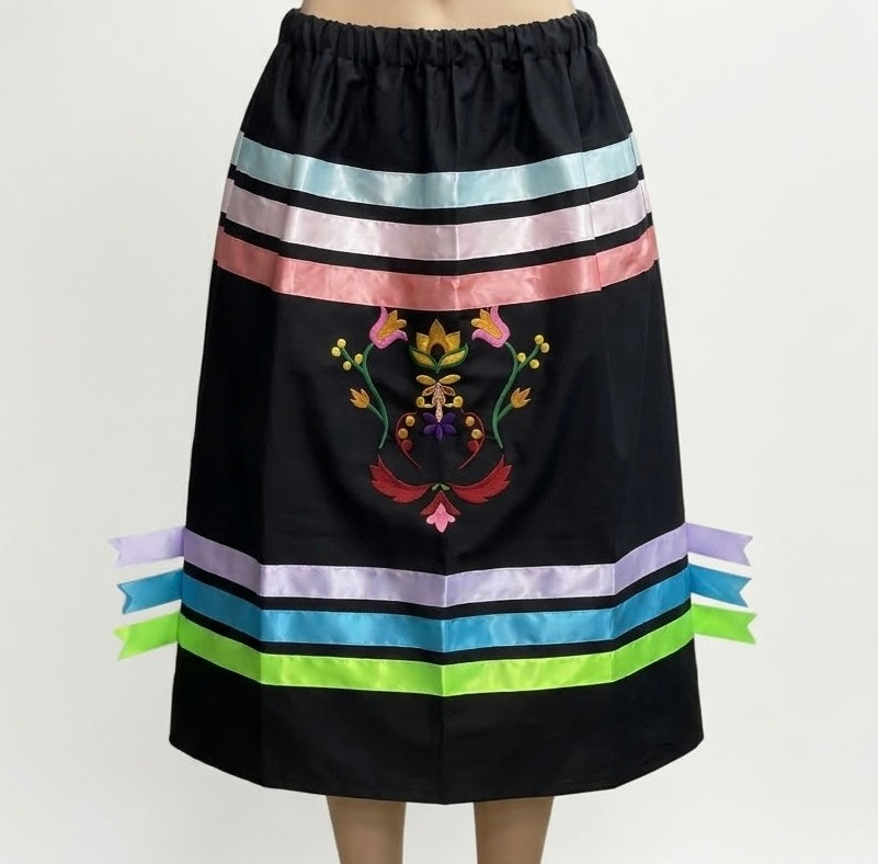 Embroidery Metis Floral Ribbon Skirt