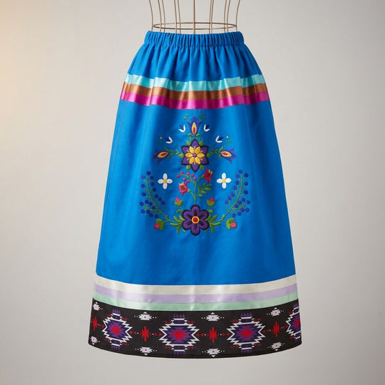Floral Embroidered Ribbon Skirt