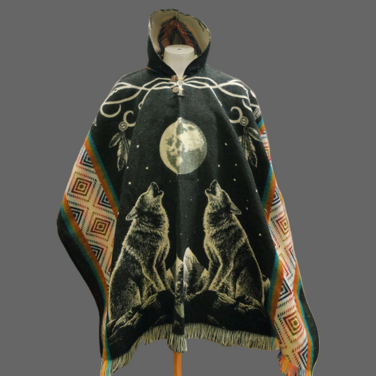 Howling Wolf Wool Poncho