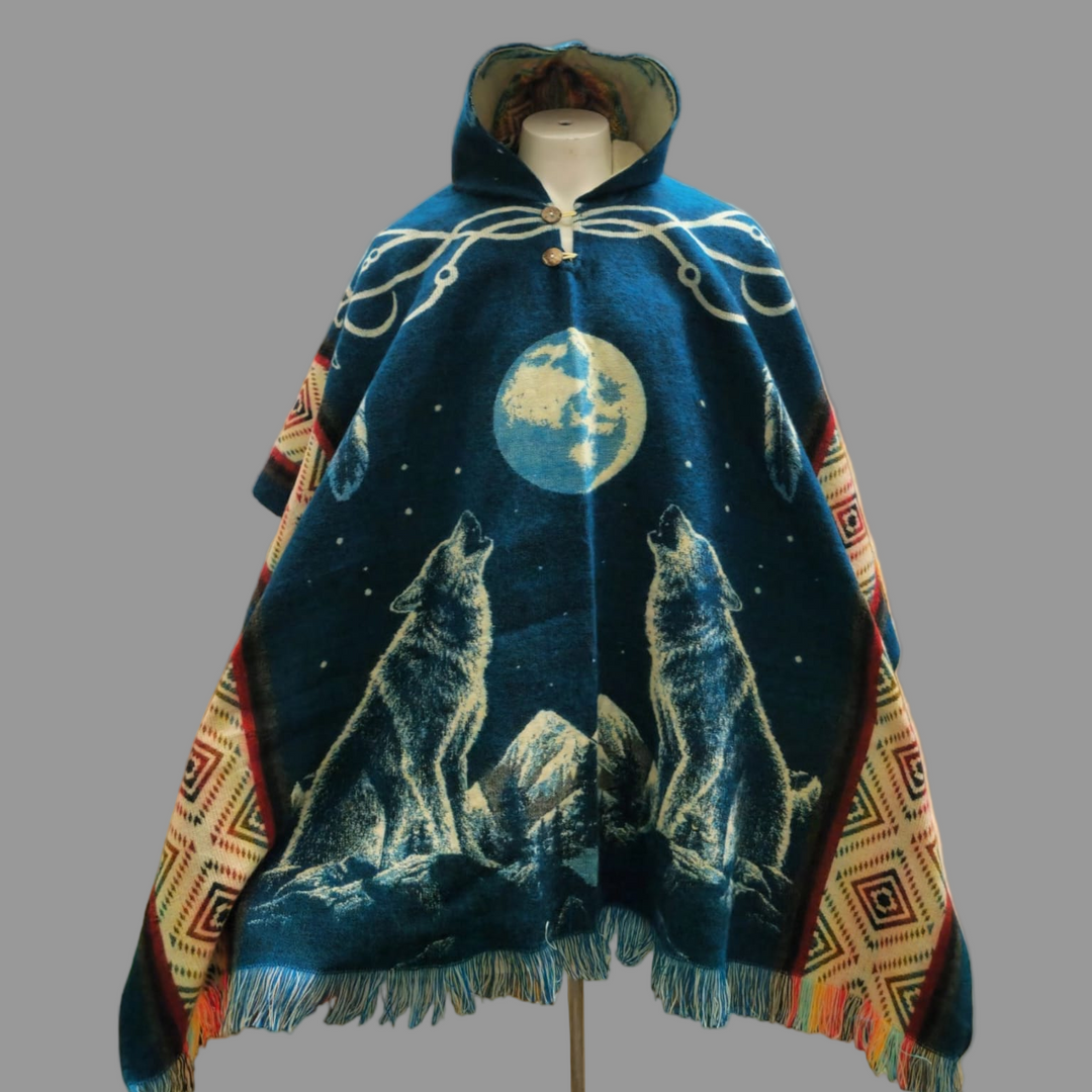 Howling Wolf Wool Poncho