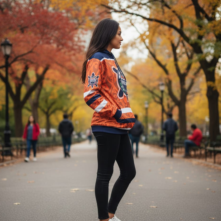 Sweat à capuche bleu et orange emblématique OLDTRIBES™