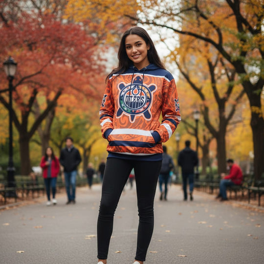 Sweat à capuche bleu et orange emblématique OLDTRIBES™