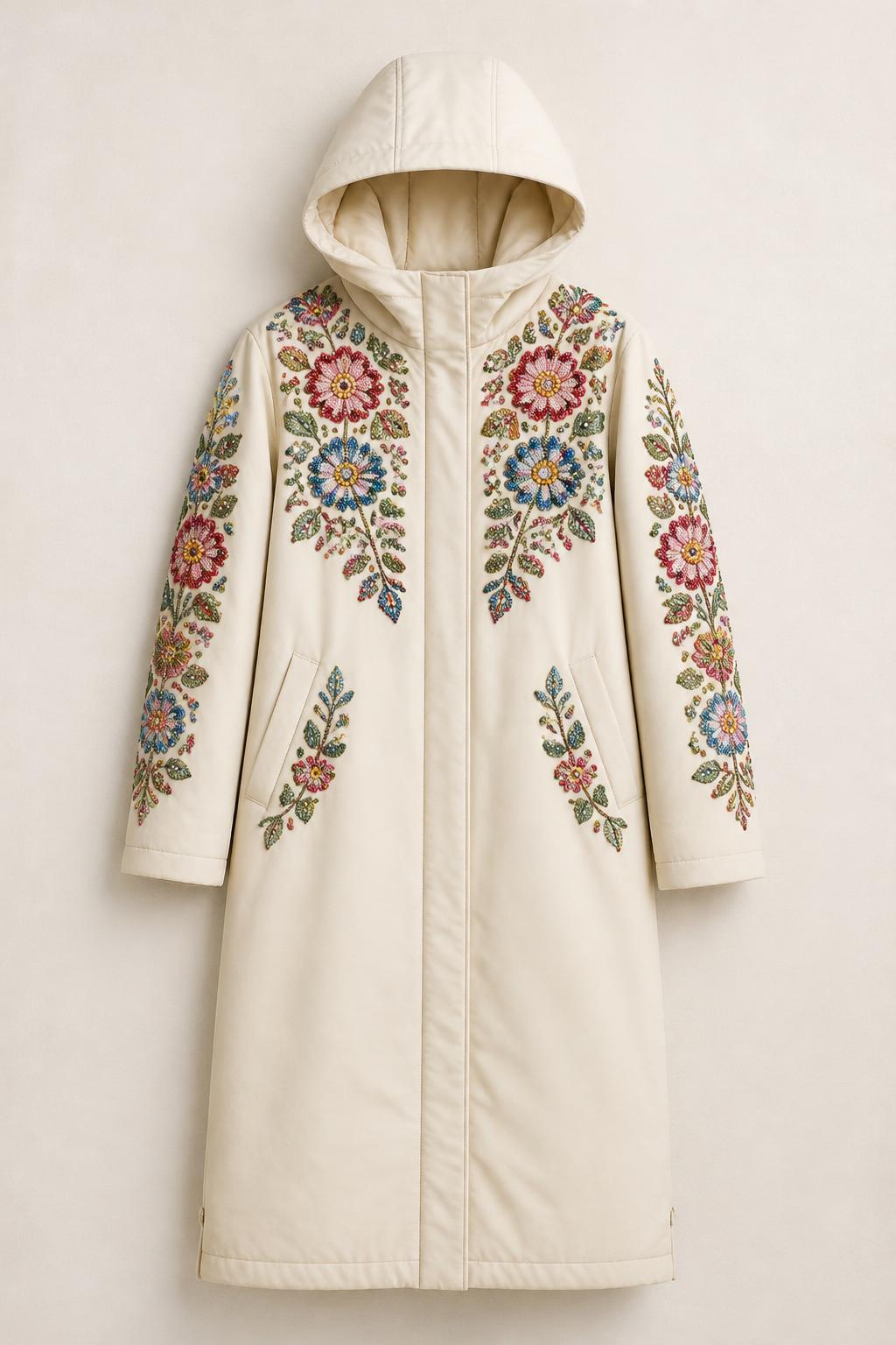 Ivory Winter Long Coat front