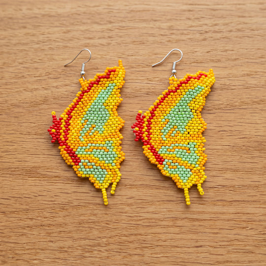 Beaded Feather Earrings — Harvest Colourways