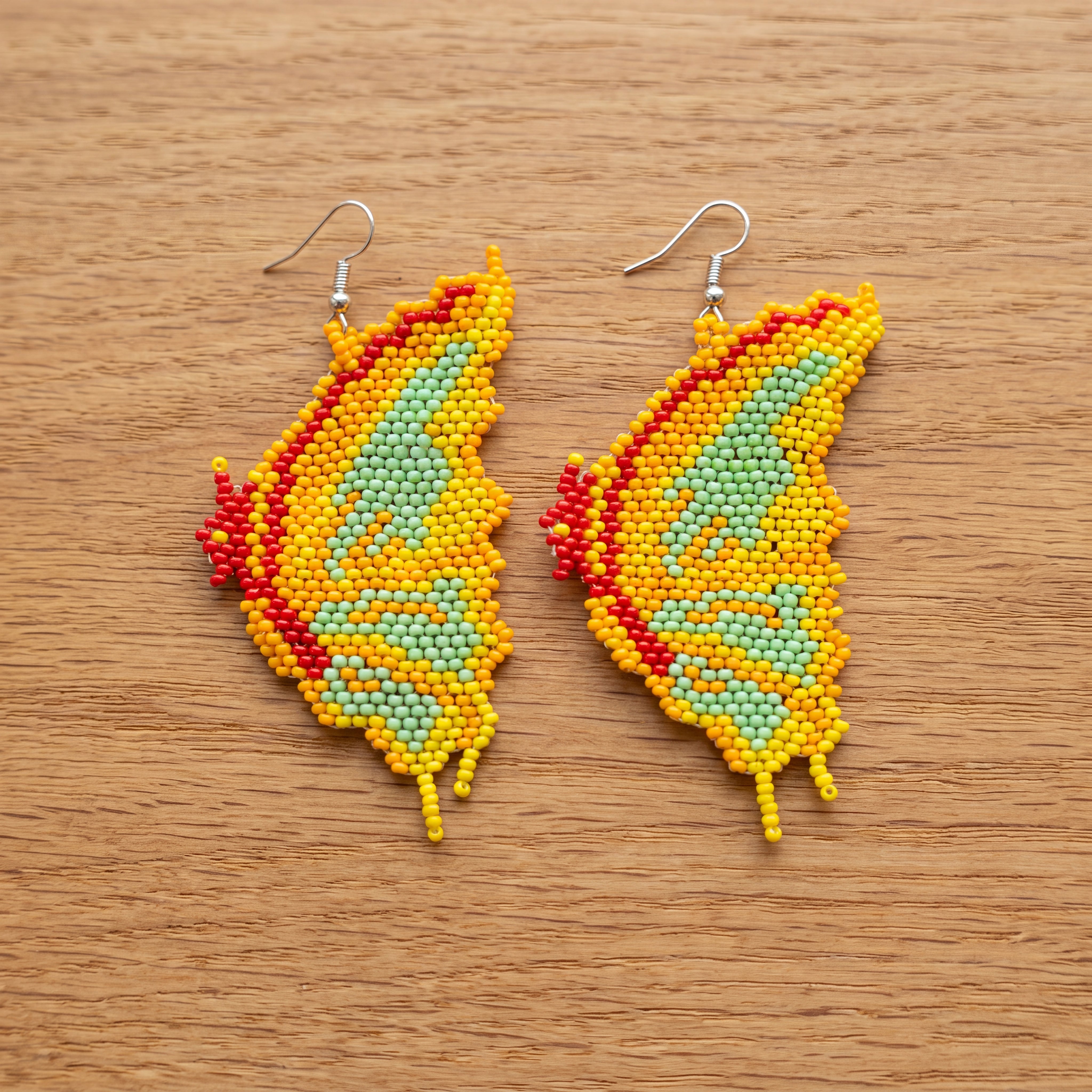 Beaded Feather Earrings — Harvest Colourways