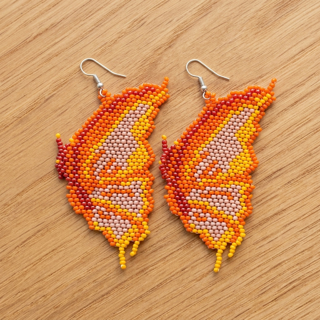 Flame Feather Beaded Earrings