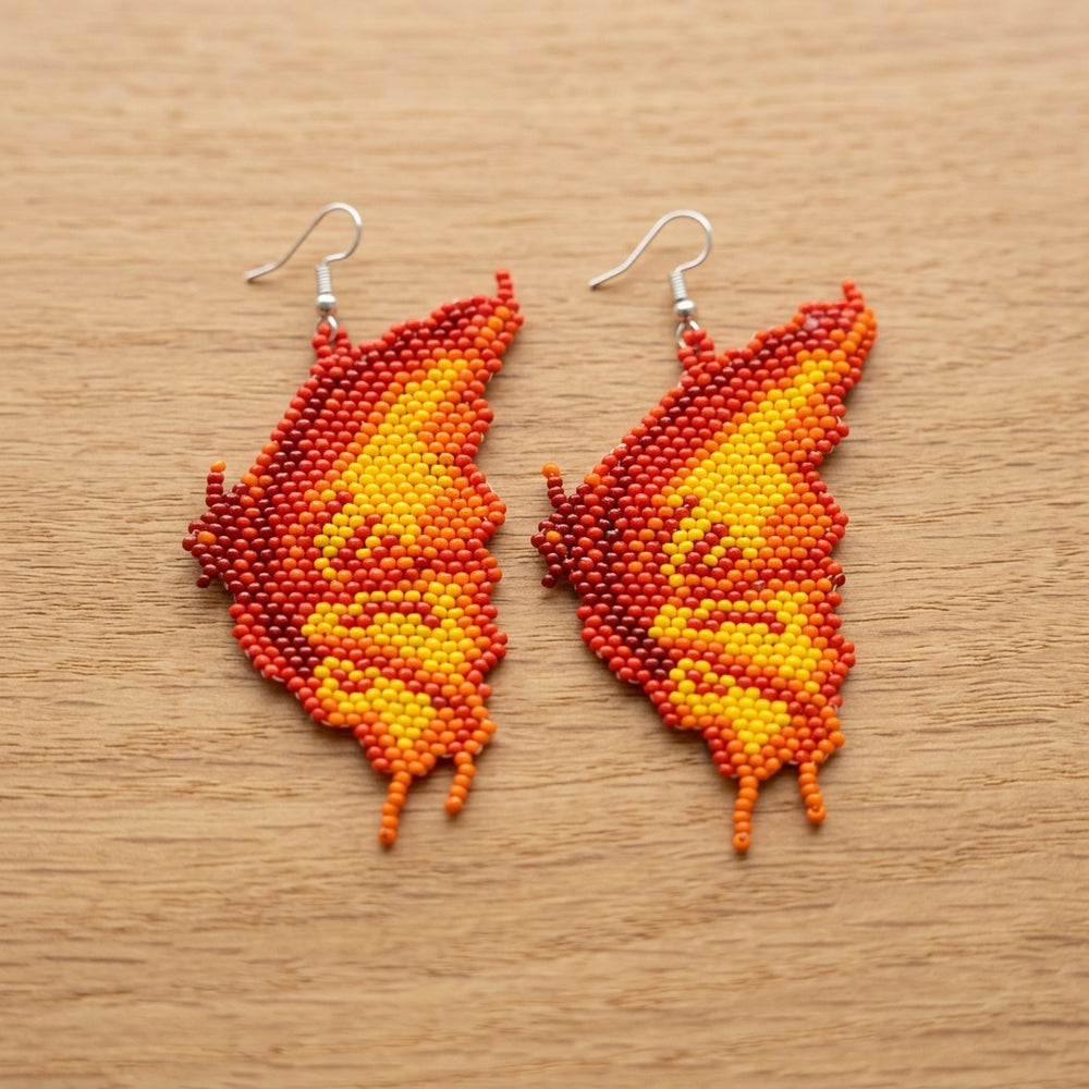 Flame Feather Beaded Earrings