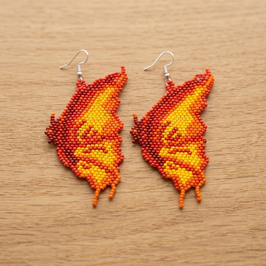 Flame Feather Beaded Earrings