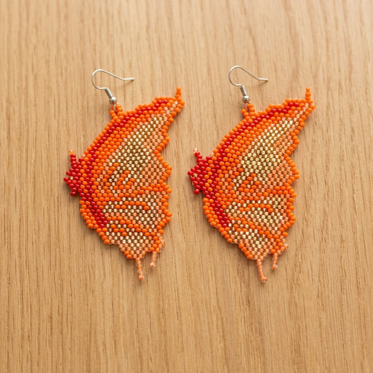 Flame Feather Beaded Earrings