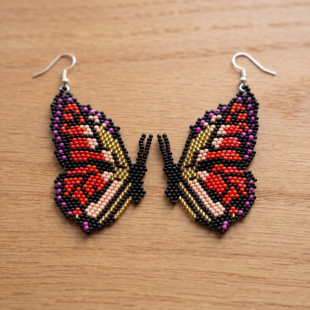 Golden Butterfly Beaded Earrings
