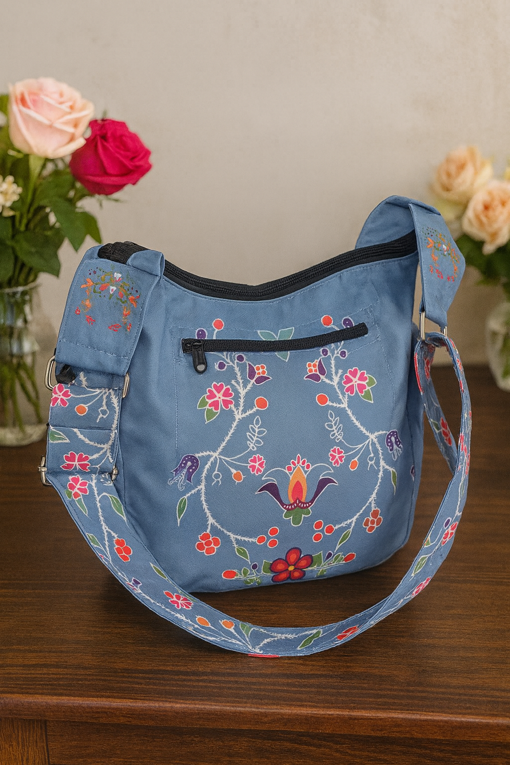 Blossomed Flower Crossbody Bag (Teal)