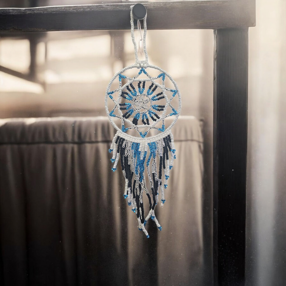 White blue  ,Celestial Beaded Handmade Dreamcatcher