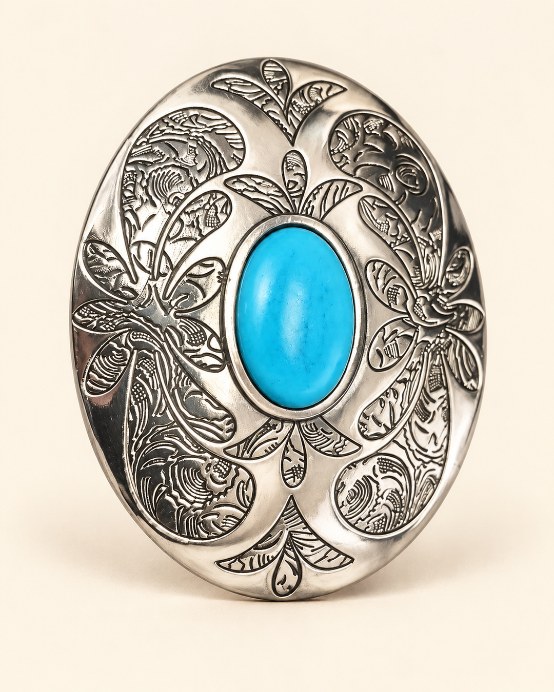 Traditional Silver Turquoise Concho for Belts ,leathercrafts and Regalia