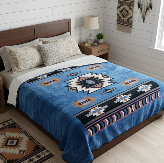 ULTRA SOFT LUXURY PLUSH BLANKET (Navajo Blue)