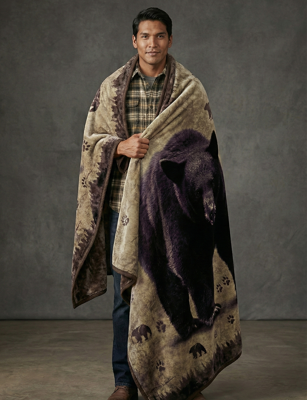 Black Bear Wilderness Plush Blanket