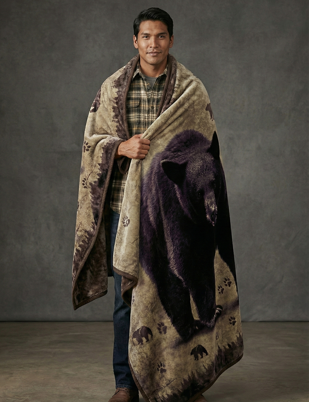 Black Bear Wilderness Plush Blanket