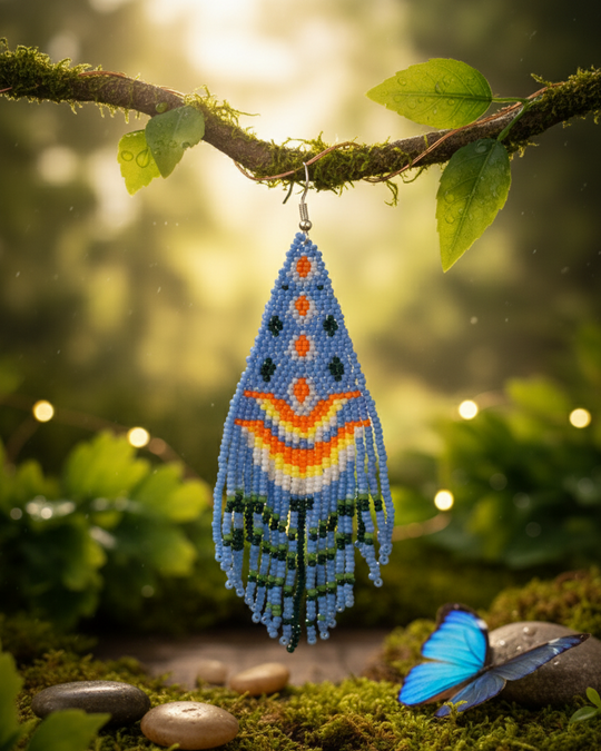 Blue Flame Blossom Drop Earrings