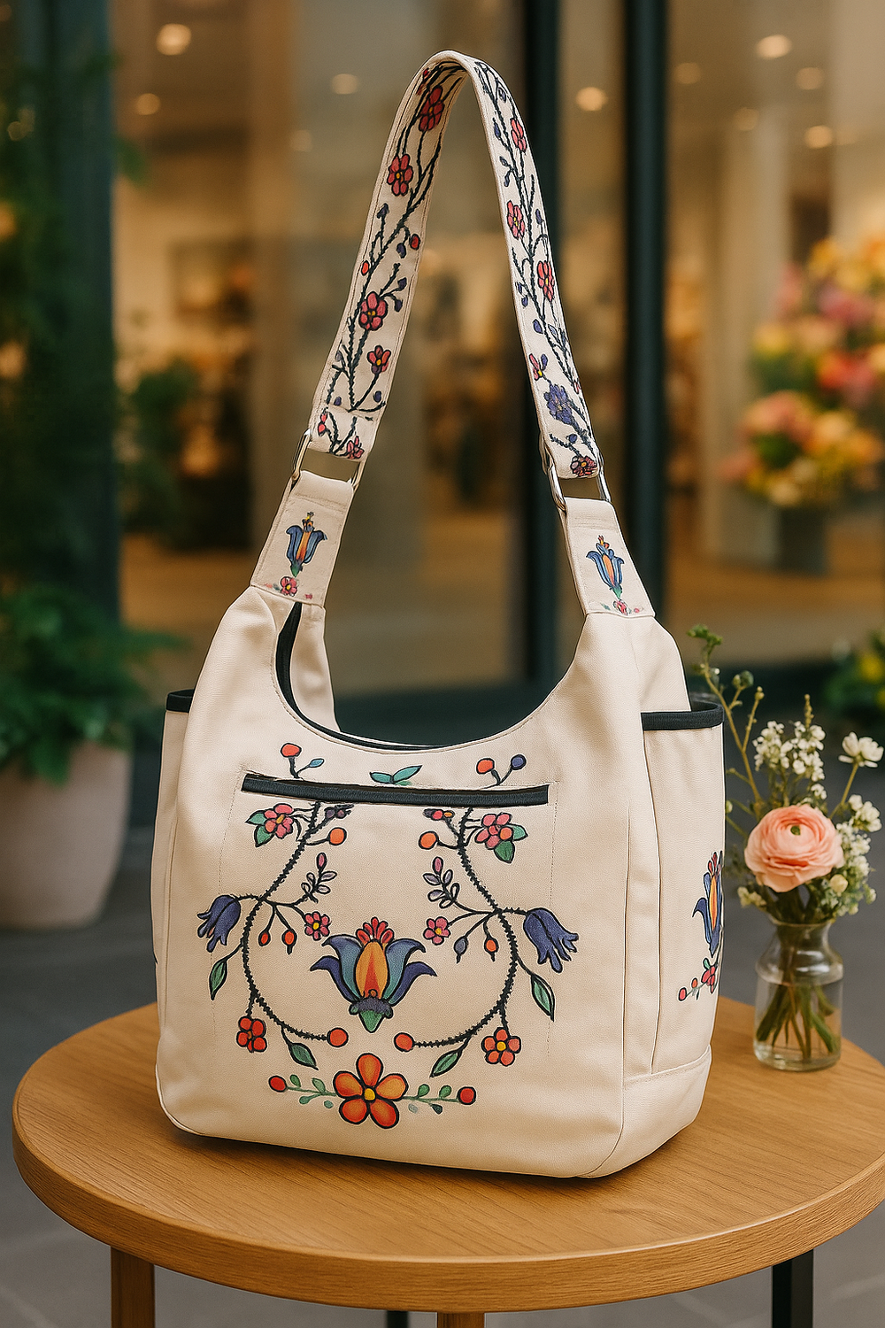 Blossomed Flower Crossbody Bag (Biege)