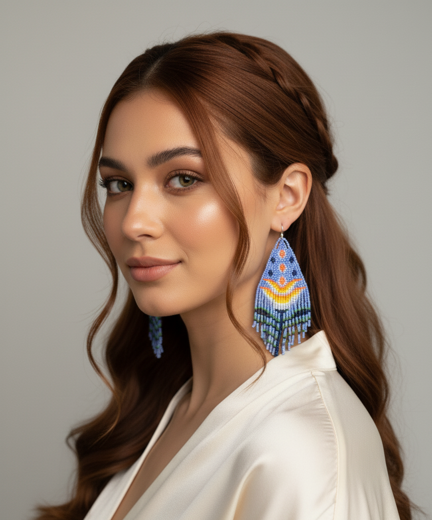 Blue Flame Blossom Drop Earrings