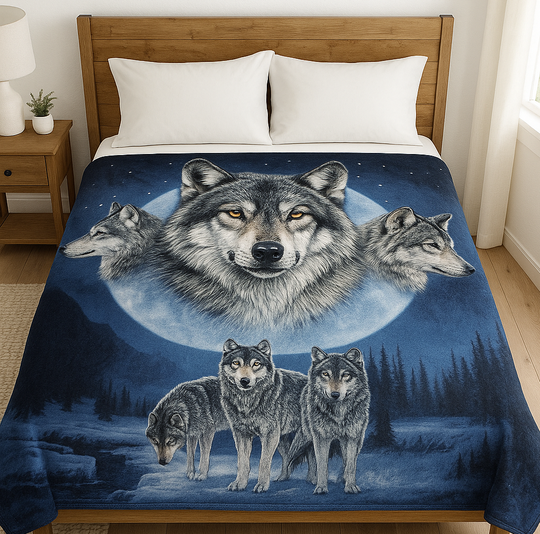 ULTRA SOFT LUXURY PLUSH BLANKET (3 wolves)