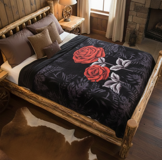 Midnight Roses Plush Blanket