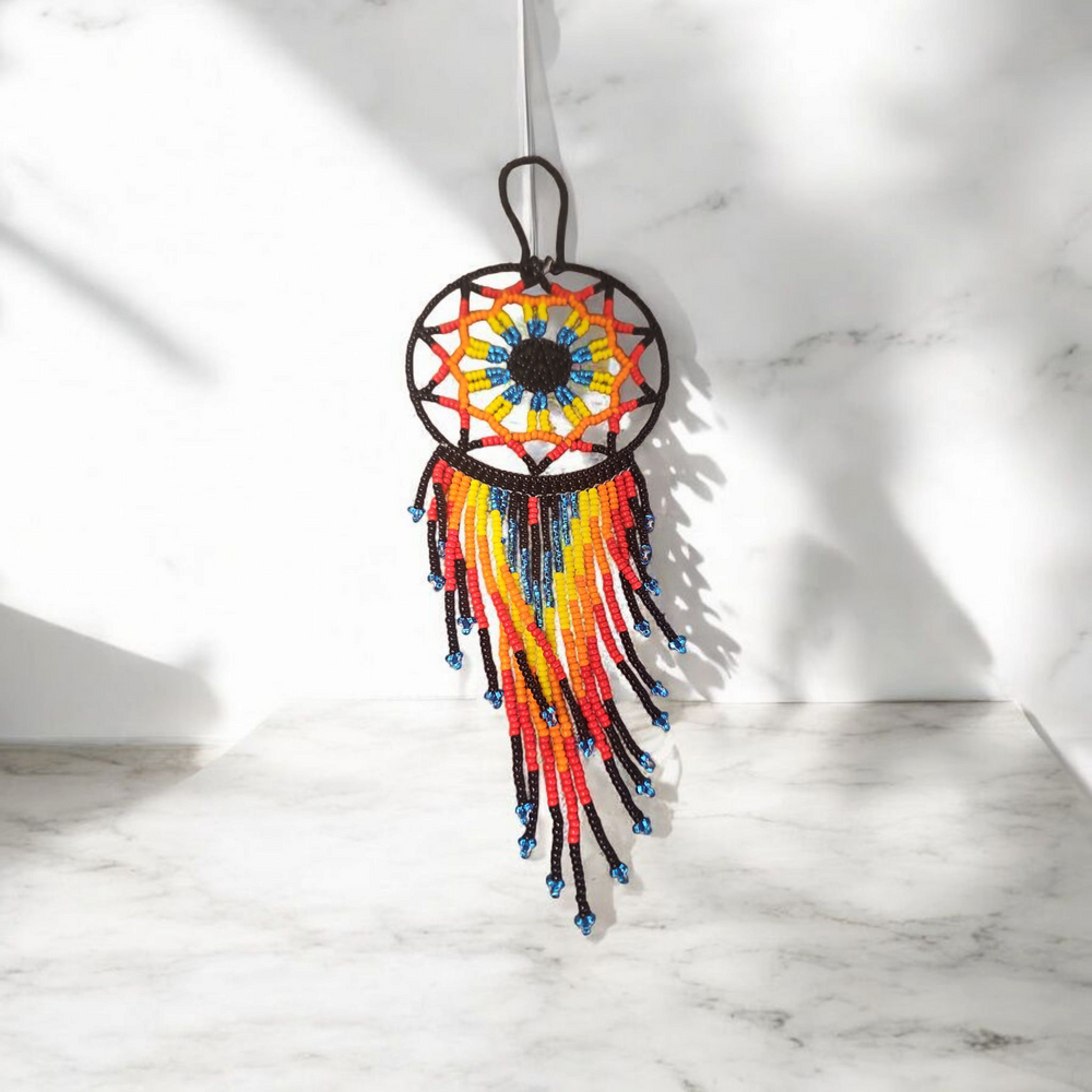 Black and yellow  red ,Celestial Beaded Handmade Dreamcatcher