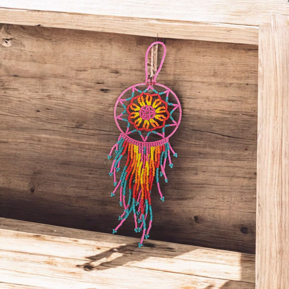 Pink and yellow  ,Celestial Beaded Handmade Dreamcatcher