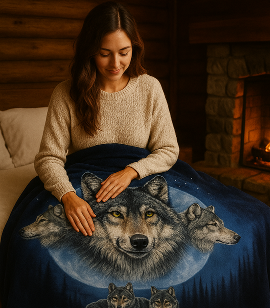 ULTRA SOFT LUXURY PLUSH BLANKET (3 wolves)