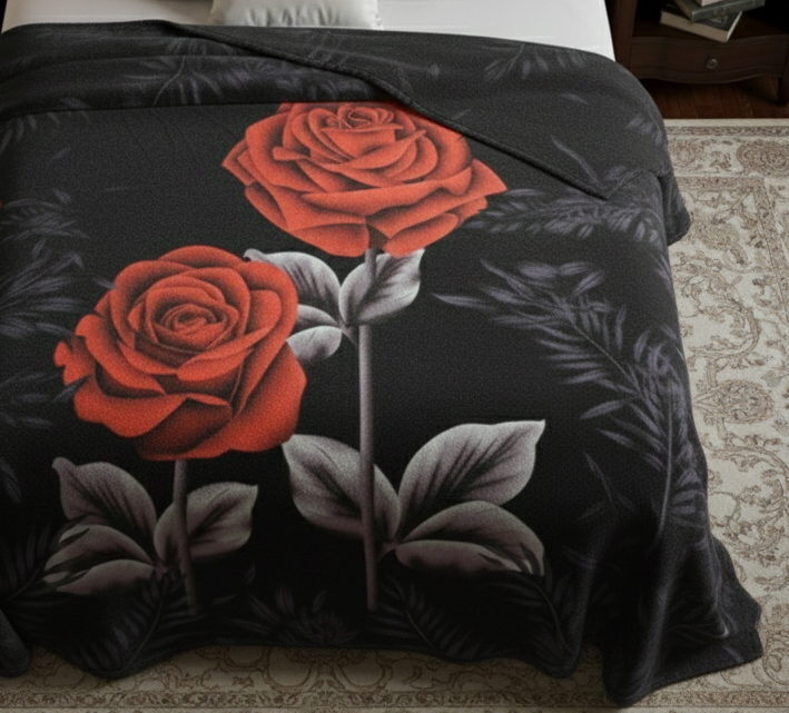 Plush Roses Throw Midnight Roses Plush Blanket – OldTribes