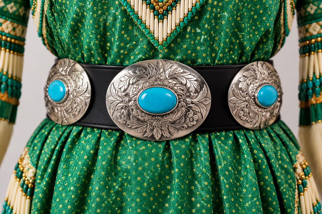 Traditional Silver Turquoise Concho for Belts ,leathercrafts and Regalia