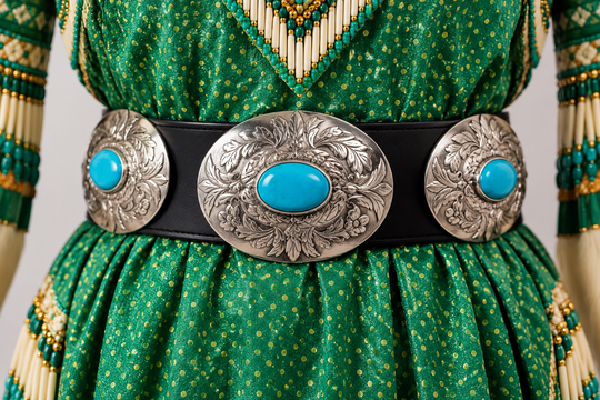 Traditional Silver Turquoise Concho for Belts ,leathercrafts and Regalia