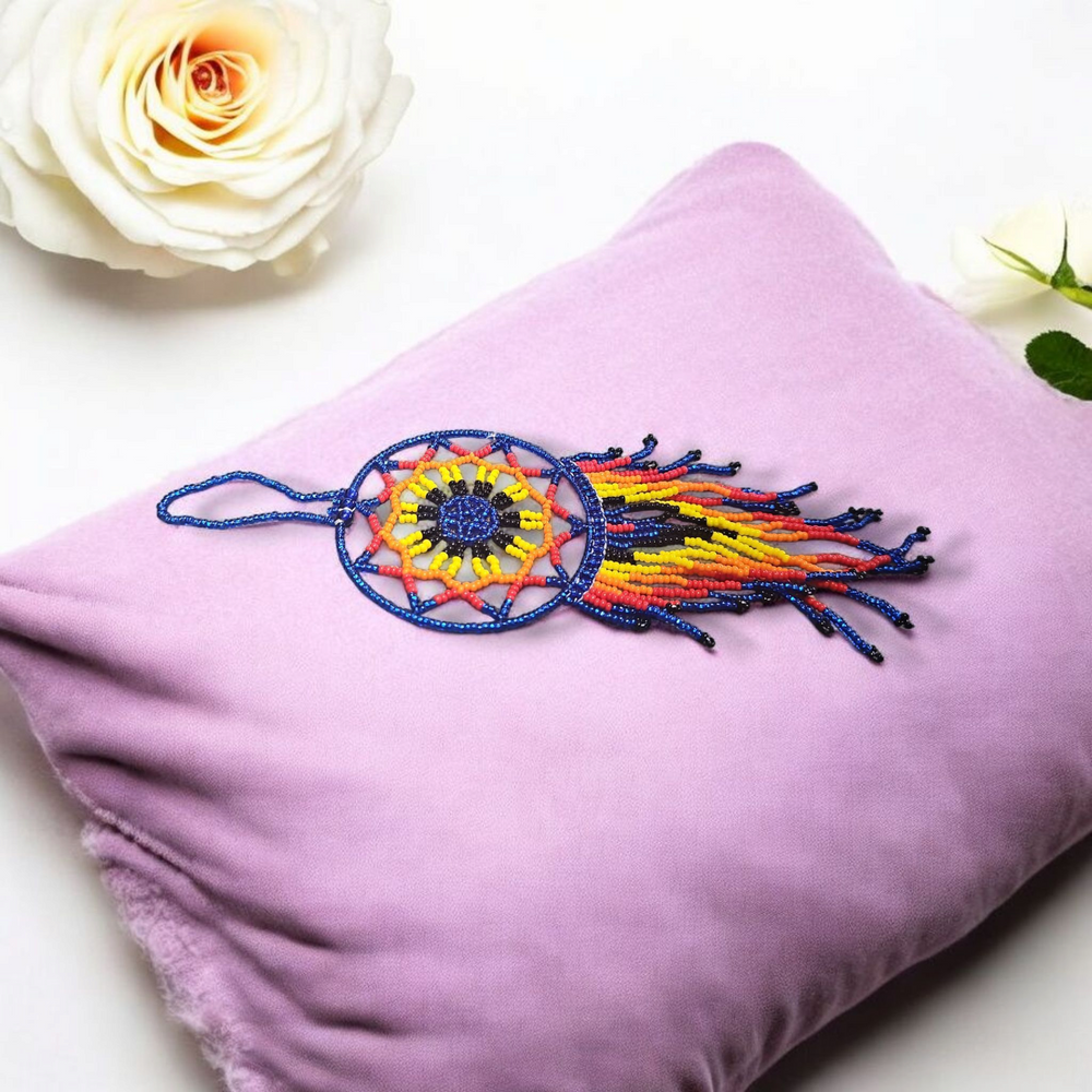 Blue and red yellow ,Celestial Beaded Handmade Dreamcatcher