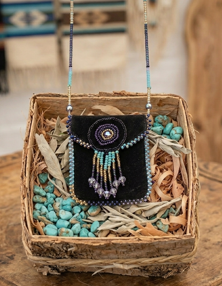 OLDTRIBES black and turquoise Medicine Bag
