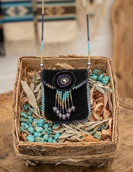 OLDTRIBES™ black and turquoise Medicine Bag