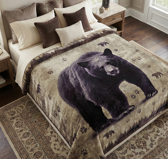 Black Bear Wilderness Plush Blanket